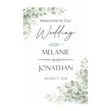 Personalized Wedding Welcome Sign – Greenery Style | Framed Canvas, Wrapped Canvas & Foam Board | 3 Sizes