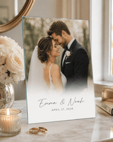 Personalized Frameless Glass Wedding Photo Print