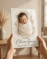 Personalized New Baby Frameless Glass Photo Print