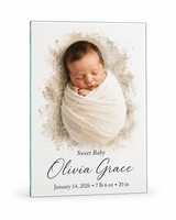 Personalized New Baby Frameless Glass Photo Print