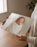 Personalized New Baby Frameless Glass Photo Print