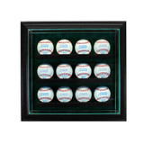 12 Baseball Cabinet Style Display Case BLACK with Green Suede