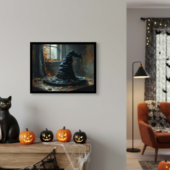 Haunted House with Pumpkins Halloween Print
