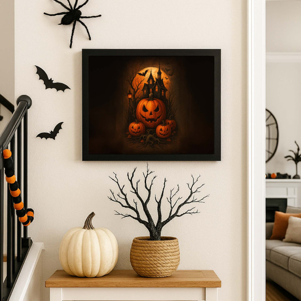 Scary Jack-O-Lantern Witch Hat Mix - Dark Halloween Print