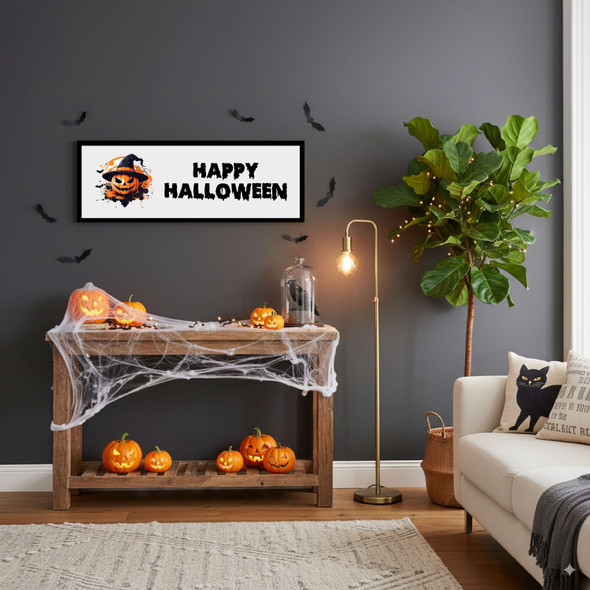 Wide Jack-O'-Lantern Halloween Print