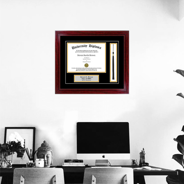 Personalized Diploma Frame with Tassel on Wall