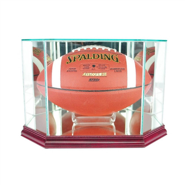 Octagon Football Display Case with Cherry Moulding