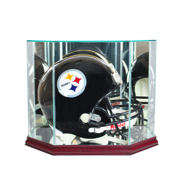 case for vintage football helmet Deluxe Clear Acrylic Display with Silver Risers (A002-SR) this sleek and transparent case provides maximum visibility and protection for your prized football helmet BallQube Polystyrene Football Helmet Display