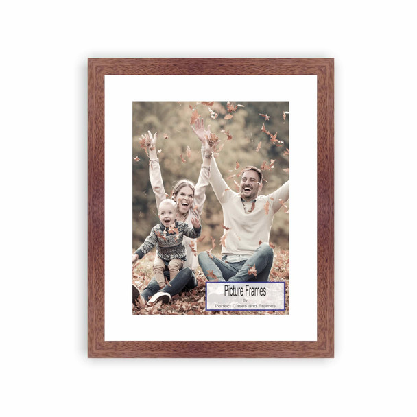 Dark Brown 1" Wood Picture Frame with White Mat | For Photos and Wall Art | Real Wood Moulding and Glass Protection | 8x10 11x14 16x20 18x24