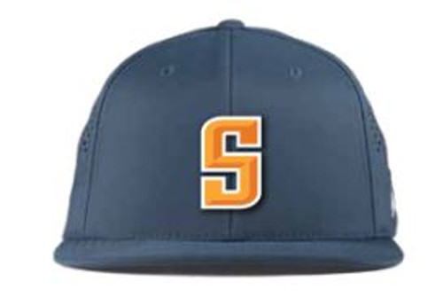 NAVY FLAT BRIM HAT WITH PVC S