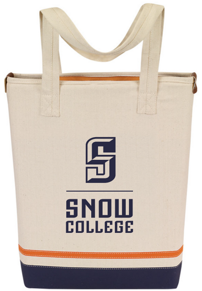 ORANGE AND NAVY STRIPE TOTE