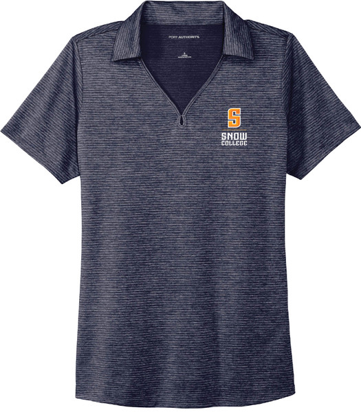 Ladies Navy Pinstripe Polo