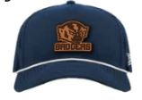 NAVY W/WHITE ROPE LEATHER PATCH HAT