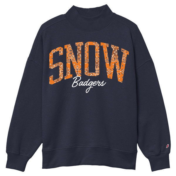 NAVY MOCK NECK CREW