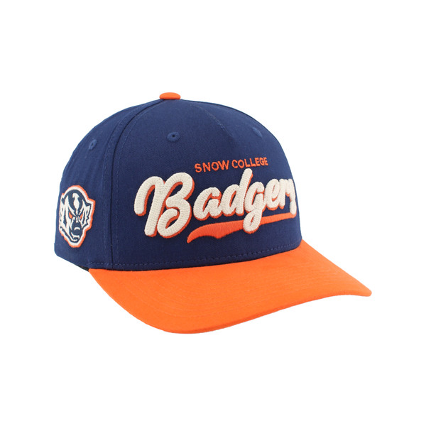 NAVY AND ORANGE BADGER HAT