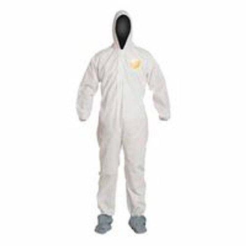 251-PB122SW-4XL | DuPont Proshield Basic Coveralls White with Attached Hood and Boots