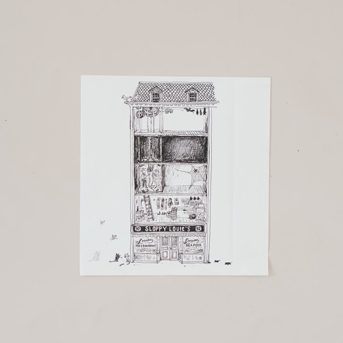 Sloppy Louie's (And What is Upstairs?), 2025, Framed