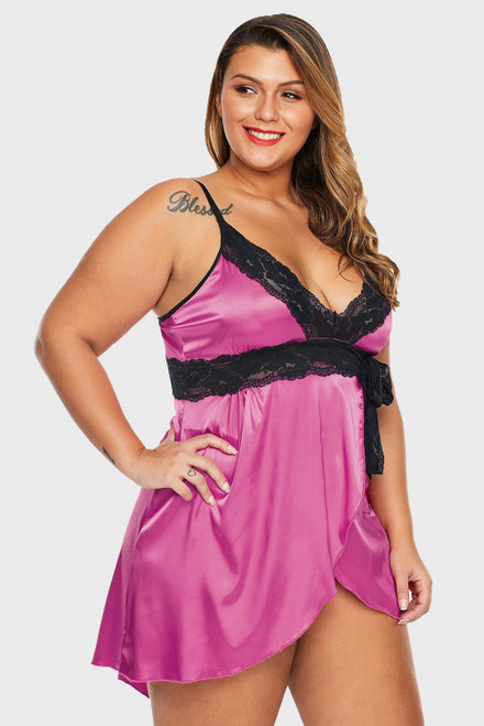 Pandora Hot Pink Satin Babydoll-Jpeg