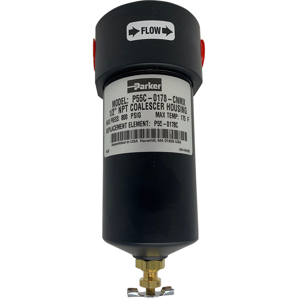 Nitrogen Filter, High Pressure, 1/2" NPT, 800 PSIG Max, 178 SCFM