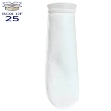 PO-50-G-2-P-WE Nylon Monofilament Mesh Bag, Size 2, 400 Micron, F Flange, Sewn, Filter Technology OEM Equivalent, Box of 25