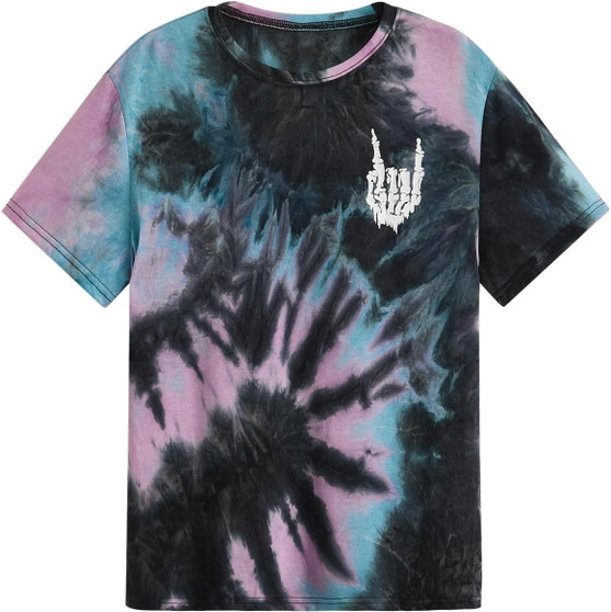 Men's Tie Dye Short Sleeve Round Neck Graphic Tee Tops