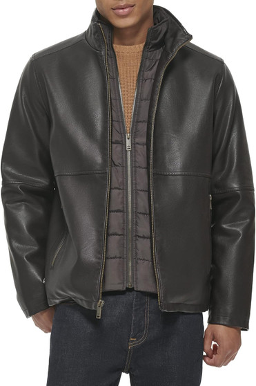 Men's  Faux Leather Racer Jacket