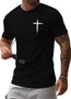 Men's Cross Print Short Sleeve T Shirt Crewneck Tee Shirts