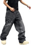 Men's Hip Hop Baggy Jeans Distressed Wide Leg Denim Pants Casual Loose Fit Trousers Streetwear