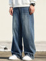Men's Hip Hop Baggy Jeans Distressed Wide Leg Denim Pants Casual Loose Fit Trousers Streetwear