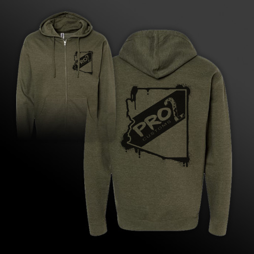 Pro 2 Customs Paint Hoodie - Army Heather/Black