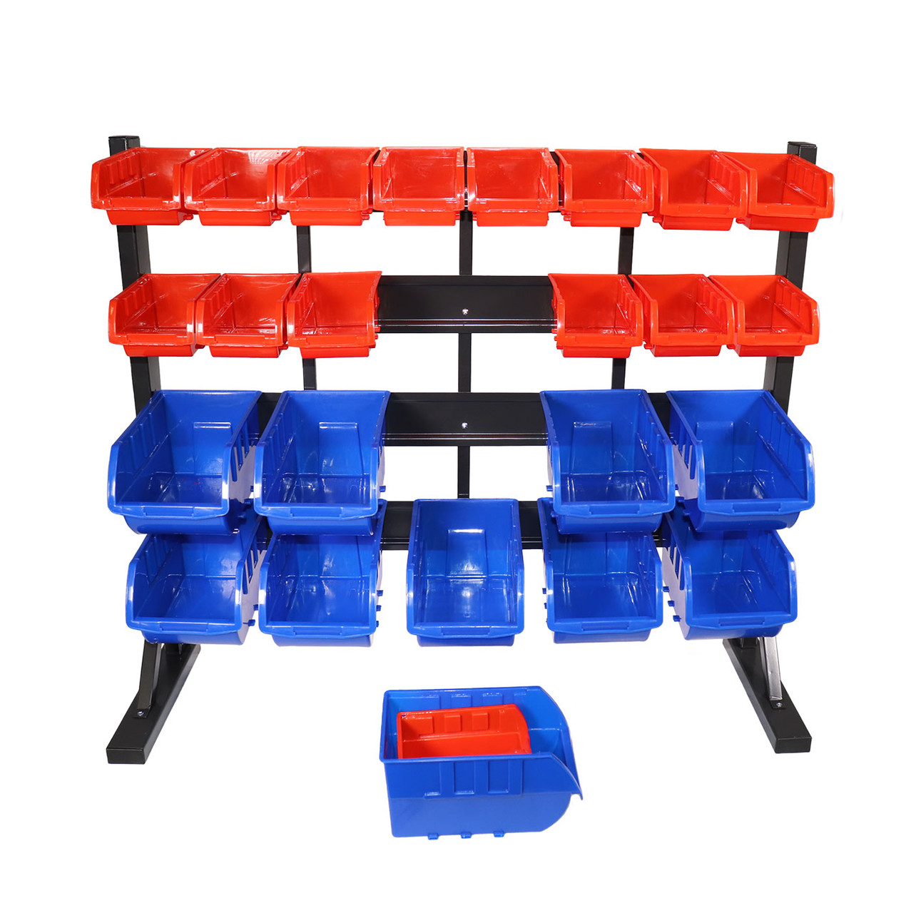 Line Side Parts Rack Erie Tools® 4-Tier 26 Bin Steel Parts Storage Rack Single Sided Shop