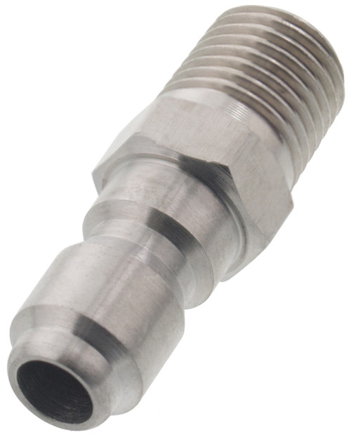 Erie Tools 1/4in. Stainless Steel Plug Quick Connect Coupler NPT-M Male 4000 PSI Erie Tools 1/4in. Stainless Steel Plug Quick Connect Coupler NPT-M Male 4000 PSI