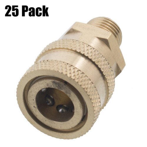 Erie Tools 1/4in. Brass Socket Quick Connect Coupler NPT-M Male 4000 PSI (25) Erie Tools 1/4in. Brass Socket Quick Connect Coupler NPT-M Male 4000 PSI (25)
