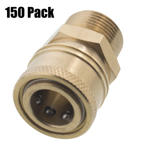 Erie Tools 3/8in. x M22 Brass Socket Quick Connect Coupler Set 4000 PSI (150) Erie Tools 3/8in. x M22 Brass Socket Quick Connect Coupler Set 4000 PSI (150)