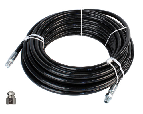 Schieffer 1/4in. x 100ft. 4400 PSI Thermoplastic Sewer Jetter Hose & 4.5 Nozzle Schieffer 1/4in. x 100ft. 4400 PSI Thermoplastic Sewer Jetter Hose & 4.5 Nozzle