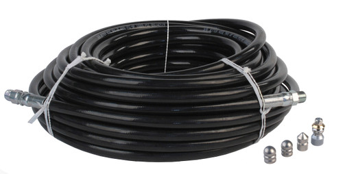 3/8" x 200' Sewer Jetter Hose & 4 Thruster Flusher Degreaser Nozzles 4.8 Orifice 3/8" x 200' Sewer Jetter Hose & 4 Thruster Flusher Degreaser Nozzles 4.8 Orifice