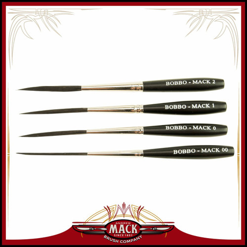 Set (4) Bobbo-Mack Super Quad Series B/M SQ Size 00-2 Brushes Scroll Pinstripers Set (4) Bobbo-Mack Super Quad Series B/M SQ Size 00-2 Brushes Scroll Pinstripers