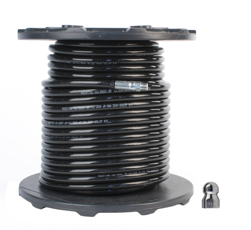 Schieffer 3/8in. x 200ft. 4000 PSI Thermoplastic Sewer Jetter Hose & 12.0 Nozzle Schieffer 3/8in. x 200ft. 4000 PSI Thermoplastic Sewer Jetter Hose & 12.0 Nozzle