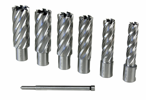 Steel Dragon Tools® 7 HSS Annular Cutter Kit 9/16in. - 1-1/16in. with 2in. Depth Steel Dragon Tools® 7 HSS Annular Cutter Kit 9/16in. - 1-1/16in. with 2in. Depth