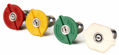 Raptor Blast 1/4in. Quick Connect 4pc. Nozzle Kit 6.0 Orifice 5000 PSI Raptor Blast 1/4in. Quick Connect 4pc. Nozzle Kit 6.0 Orifice 5000 PSI