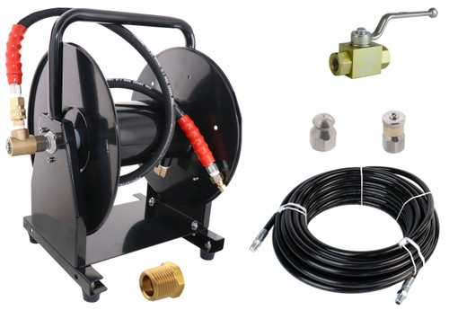 Scheiffer Sewer Jetter Kit - Ball Valve Hose Reel 1/4" x 100' Hose and Nozzles Scheiffer Sewer Jetter Kit - Ball Valve Hose Reel 1/4" x 100' Hose and Nozzles