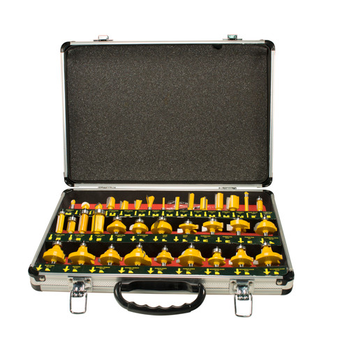 Erie Tools 35 Piece 1/4" Shank Router Bit Set With Tungsten Carbide Tips Erie Tools 35 Piece 1/4" Shank Router Bit Set With Tungsten Carbide Tips