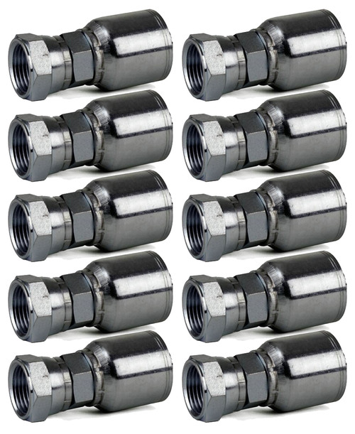 10 Pack Erie Tools FJX-06-06 3/8" Hose x 3/8" JIC 37° Female Swivel Hydraulic Hose Fitting