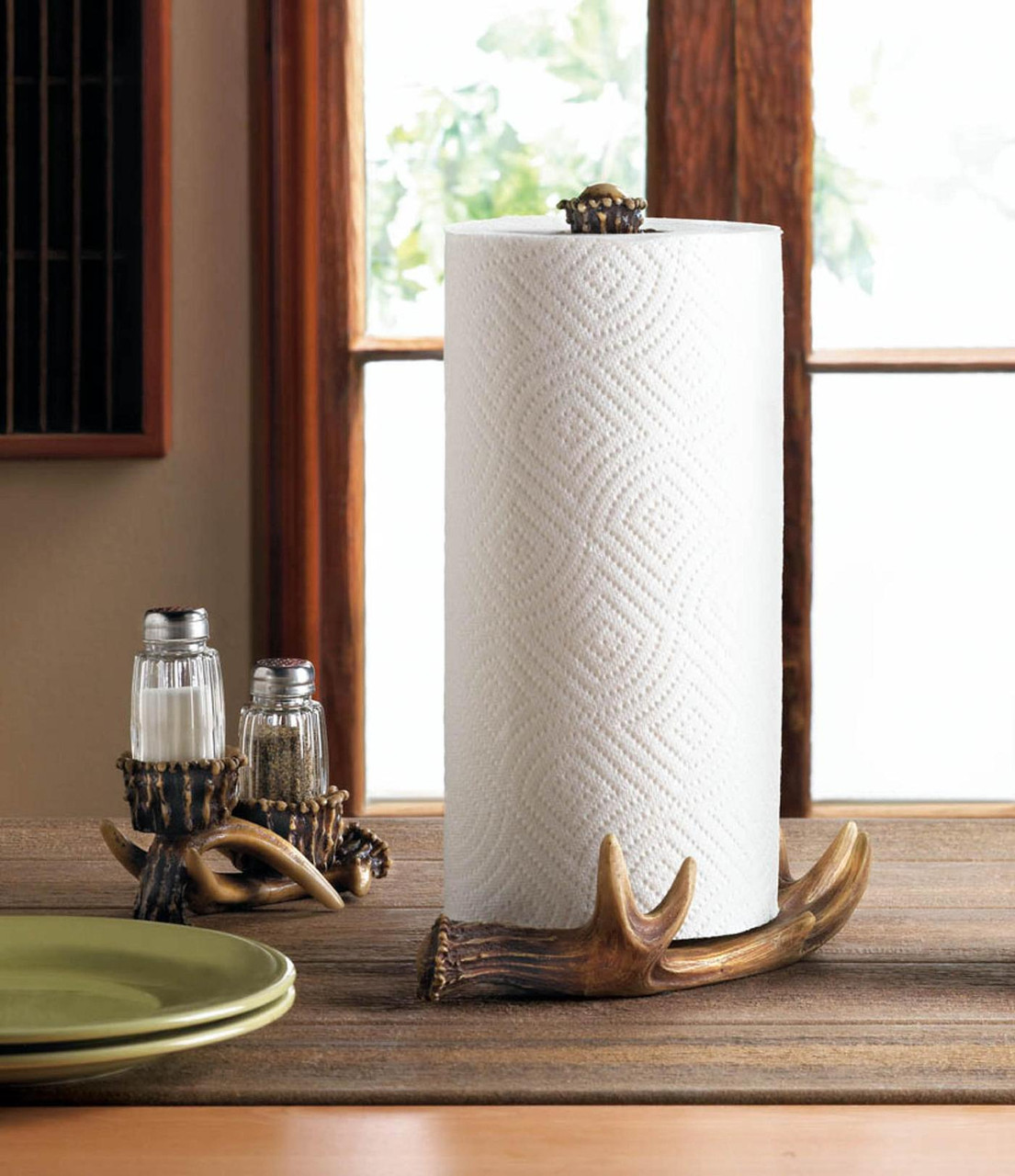 Bronze and Black Ceramic Paper Towel Holder, Large & Standard Rustic Paper  Towel Stand 