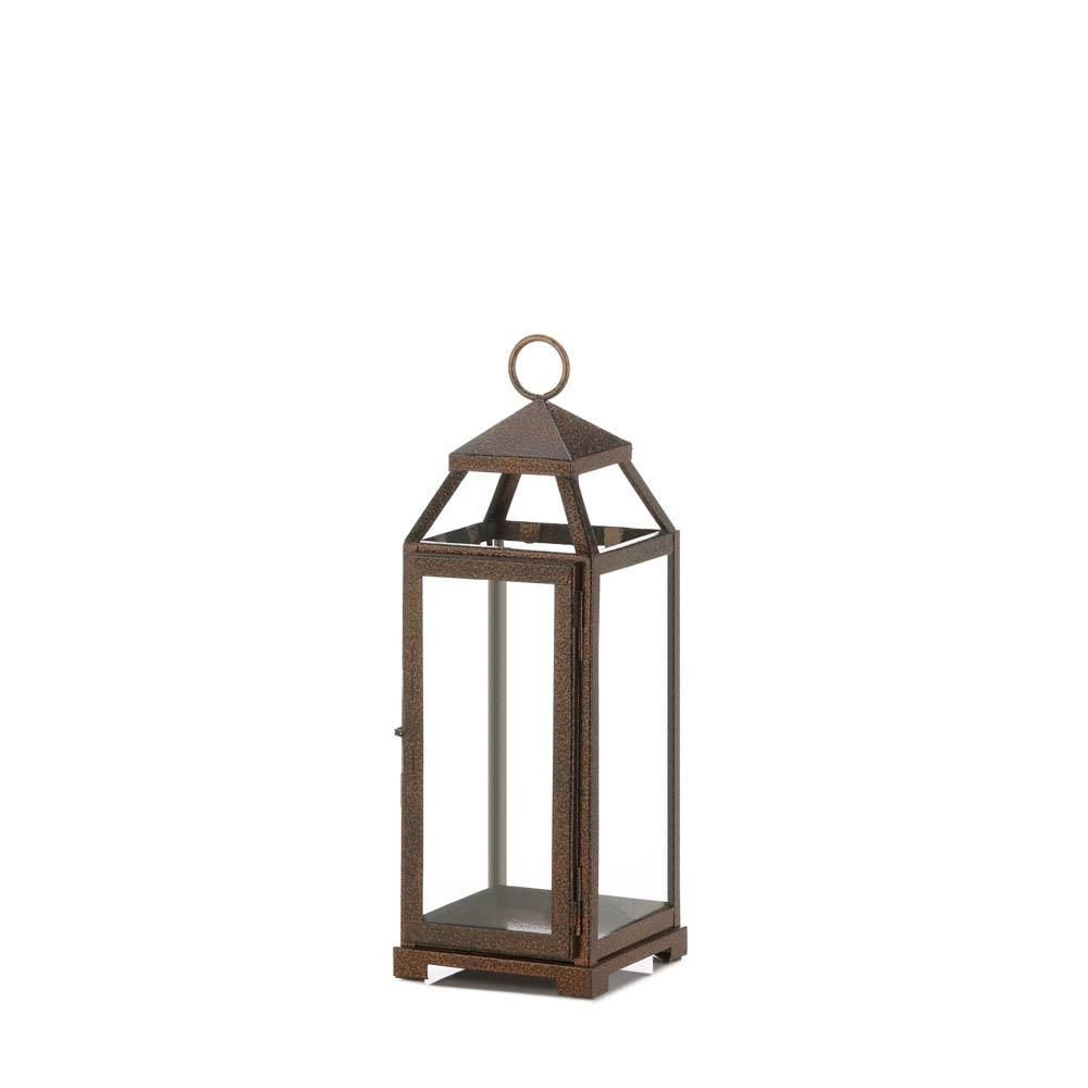 Medium Copper Finish Lantern Iron And Glass Hinged Door 15.75