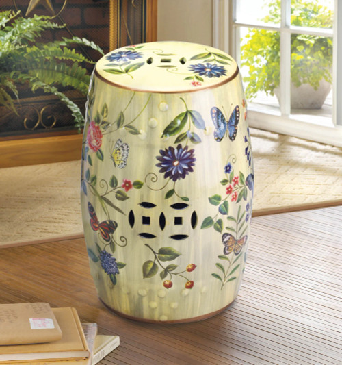 Butterfly Garden Ceramic Stool Butterfly Garden Ceramic Stool