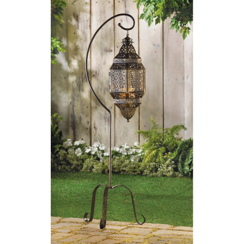 Large 19" Tall Amber Moroccan Candle holder Lantern Lamp terrace