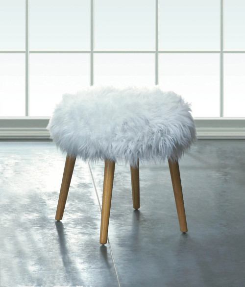 White Faux Fur Stool White Faux Fur Stool