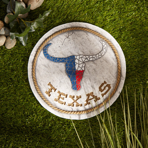 TEXAS PROUD STEPPING STONE - TEXAS LONGHORN FLAG
