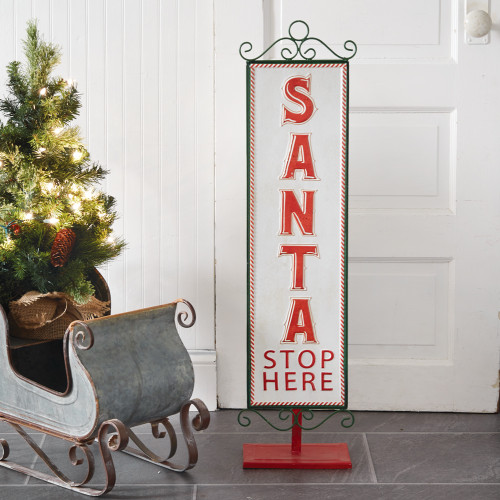 Santa Stop Here Sign - Festive Christmas Decor for Your Home Santa Stop Here Sign - Festive Christmas Decor for Your Home